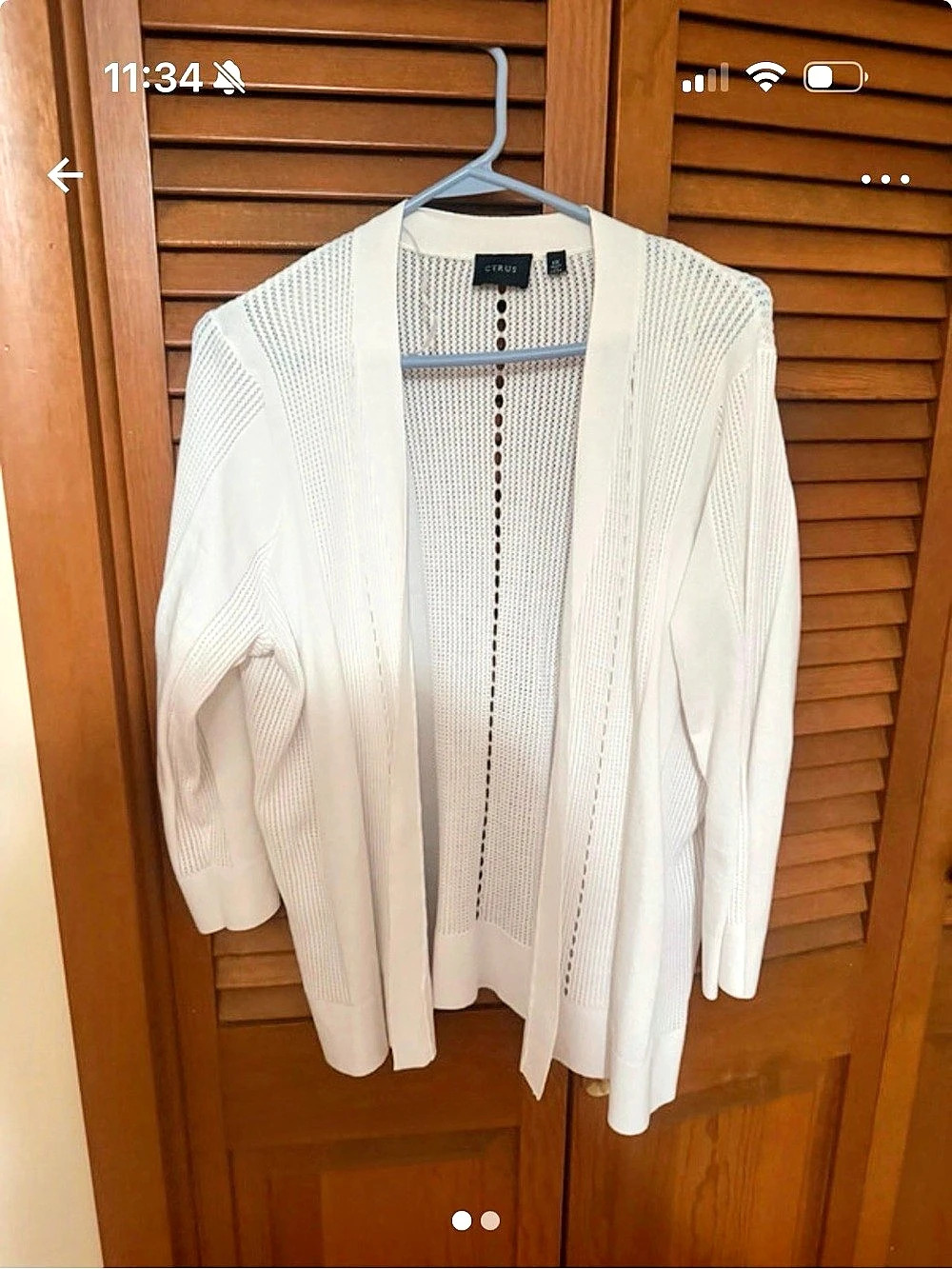 Cyrus Open Front Knit Cardigan in White 1X Like New